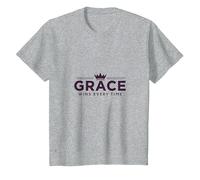 Christian Grace gagne Chaque Fois Crown Inspirational T-Shirt, Enfant, Gris Chiné, 4 Ans