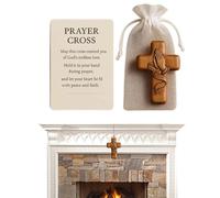 Christian Handheld Crucifix Croix de poche en bois portable pour prière, croix de poche est robuste et solide | Dévotion quotidienne - Mémorial d'église Collecteur de cadeaux spirituels
