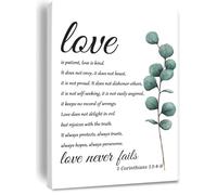 Christian Home Decor Canvas Print Love is Patient Love is Kind Bible Verse Wall Art for Office Bedroom Marriage Gift(08x12inch(20x30cm),Unframed)