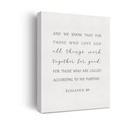 Christian Inspirational Canvas Art, Romans 8:28 “All Things Work Together for Good” Bible Verse Print for Modern Home & Office Decor(Framed,16x24inch(40x60cm))