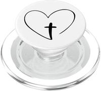 Christian Inspirational Pop Socket - Jesus Cross and Heart PopSockets PopGrip pour MagSafe
