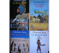 christian jacq - lot 4 livres : pour l'amour de philae - le pharaon noir - la reine soleil - barrage sur le nil