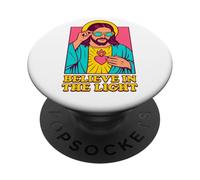 Christian Jesus Believe in The Light Anime Pop Art Blanc PopSockets PopGrip Adhésif