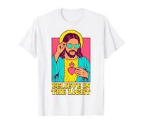 Christian Jesus Believe in The Light Anime Pop Art Blanc T-Shirt