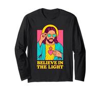 Christian Jesus Believe in The Light, Anime, rétro, Pop Art Manche Longue