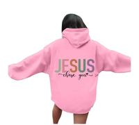 Christian Jesus Chase You - Sweat à capuche esthétique pour femme - Ample - Décontracté avec capuche - Mode religieuse - Léger et tendance - Pull graphique gothique Dieu Jésus sauve, rose, XXL