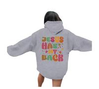 Christian Jesus Has My Back Sweat à capuche uni pour femme Automne Graphique Pull à capuche Tops Religieux Y2K Sweats doux Goth Trust In The Lord I Love Jesus avec capuche mignon tendance confort