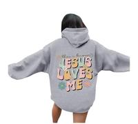 Christian Jesus Loves Me Sweats à capuche pour femme confortable et décontracté graphique avec capuche Faith Y2K Lettre essentielle Tenues à capuche Doux Religious Trust In The Lord Pull Fashion, gris