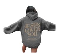 Christian Jesus Loves You Sweats à capuche pour femme, coupe ample, graphique, uni, sweatshirt à capuche « Pray the Lord », lettres tendance, mignon, vintage, religieux, foi, dames, confort Y2K cool