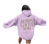 Christian Jesus Loves You Sweats à capuche pour femme, coupe ample, graphique, uni, sweatshirt à capuche « Pray the Lord », lettres tendance, mignon, vintage, religieux, foi, dames, confort Y2K cool