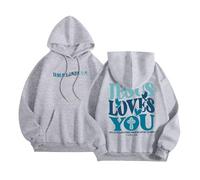 Christian Jesus Loves You Sweats à capuche pour femme Y2K Lettre Pull religieux ample uni décontracté tendance graphique haut gothique prier le Seigneur Dieu avec capuche Workou, gris, S