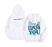 Christian Jesus Loves You Sweats à capuche pour femme Y2K Lettre Pull religieux ample uni décontracté tendance graphique haut gothique prier le Seigneur Dieu avec capuche Workou, blanc, S