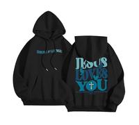 Christian Jesus Loves You Sweats à capuche pour femme Y2K Lettre Pull religieux ample uni décontracté tendance graphique haut gothique prier le Seigneur Dieu avec capuche Workou, Noir , S