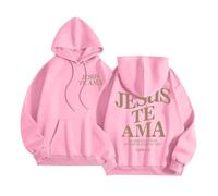 Christian Jesus Te Ama - Sweat à capuche gothique pour femme - Automne - Été - Pull de plage - Tenue religieuse tendance Backwoods - Haut à capuche - Doux - Priez le Seigneur Dieu avec capuche - Coupe