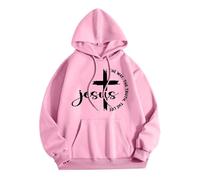 Christian Jesus The Way The Truth and The Life Sweat à capuche pour femme confortable graphique avec capuche Faith Trendy Soft Casual Lettres Tenues drôles Jésus sauve Dieu, rose, L