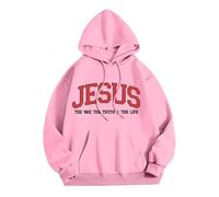 Christian Jesus The Way The Truth and The Life Sweats à capuche pour femme Coupe ample avec capuche Vêtements Trust In The Lord Y2K Graphic Casual Summer Pulls Confortables Doux Religieux, rose, L