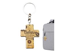 Christian Keychain, Wooden Jesus Key Ring with Engraved Bible Verse for Men Women or Teens, Portable Faith Accessory for Car, Backpack, Handbag, Travel, School, Party, Birthday, or Easter Gift