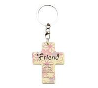 Christian Keychain - Wooden Religious Key Ring, Bible Verse Cross Pendant | Inspirational Jesus Keychain, Faith Blessing Charm for Men Women Church School Pastors Baptism Graduation Travel Easter