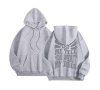 Christian Let Me Tell You About My Jesus Hoodies pour femme Y2K col rond décontracté à capuche Pray The Lord Tendance Mince avec capuche graphique à manches longues Tenues amusantes Trust In The Lord