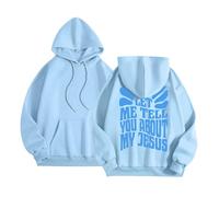 Christian Let Me Tell You About My Jesus Hoodies pour femme Y2K col rond décontracté à capuche Pray The Lord Tendance Mince avec capuche graphique à manches longues Tenues amusantes Trust In The Lord