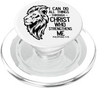 Christian Lion « I Can Do All Things Through Christ » Bible PopSockets PopGrip pour MagSafe