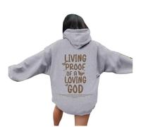 Christian Living Proof of A Loving God Hoodies for Women Y2K Casual Jesus Goth with Hood Tops I Love Jesus Fashion Summer Beach Graphic Tenues Loose Fit Plain Religious Faith Gothic, gris clair, S