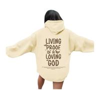 Christian Living Proof of A Loving God Hoodies for Women Y2K Casual Jesus Goth with Hood Tops I Love Jesus Fashion Summer Beach Graphic Tenues Loose Fit Plain Religious Faith Gothic, beige, S