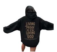 Christian Living Proof of A Loving God Hoodies for Women Y2K Casual Jesus Goth with Hood Tops I Love Jesus Fashion Summer Beach Graphic Tenues Loose Fit Plain Religious Faith Gothic, Noir , S