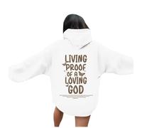 Christian Living Proof of A Loving God Hoodies for Women Y2K Casual Jesus Goth with Hood Tops I Love Jesus Fashion Summer Beach Graphic Tenues Loose Fit Plain Religious Faith Gothic, blanc, S