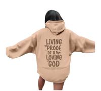Christian Living Proof of A Loving God Hoodies for Women Y2K Casual Jesus Goth with Hood Tops I Love Jesus Fashion Summer Beach Graphic Tenues Loose Fit Plain Religious Faith Gothic, kaki, S