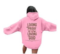 Christian Living - Sweat à capuche « Proof of A Loving God » pour femme, coupe ample avec capuche Jesus College Faith Y2K, plage, été, tenue graphique décontractée avec motifs d'automne, rose, M