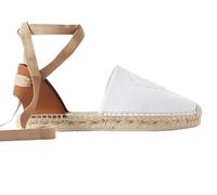 Christian Louboutin Nanou Lace Espadrilles Sandales Beige Toile Cuir Lacets 37