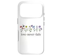 Christian Love Never Fails Scripture Corinthians Bible Verse Coque pour iPhone 17 Pro