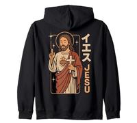 Christian Manga Jésus Christ Sacré Cœur Croix Anime Art Sweat à Capuche