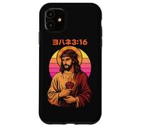 Christian Manga John 3:16 Jésus Sacré-Cœur Rétro Coucher de Soleil Coque pour iPhone 11