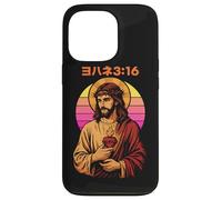 Christian Manga John 3:16 Jésus Sacré-Cœur Rétro Coucher de Soleil Coque pour iPhone 13 Pro