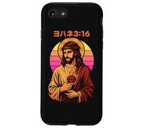 Christian Manga John 3:16 Jésus Sacré-Cœur Rétro Coucher de Soleil Coque pour iPhone SE (2020) / 7/8