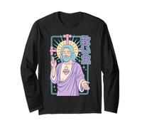 Christian Manga Savior Jésus Sacred Heart Anime Pastel Art Manche Longue