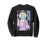 Christian Manga Savior Jésus Sacred Heart Anime Pastel Art Sweatshirt