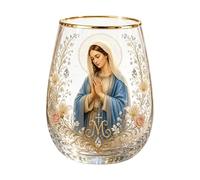 Christian Mugs | 400ml Clear Glass Jesus Mug with Floral Design | Inspirational Religious Drinking Cup Collectible Glassware | Decorative Beverage Glass for Tea Coffee Whiskey Beer Home Bar Party
