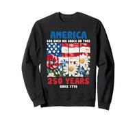 Christian Patriotic 250 Years Grace on Thee Drapeau Art Floral Sweatshirt