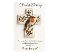 Christian Pocket Cross Coffret cadeau, d'encouragement portable, 10 x 14 cm, de prière portable avec carte de verset de la Bible, Keepsake spirituel en bois pour le confort