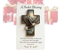 Christian Pocket Cross Gift Set, 10x14cm Portable Faith Encouragement Token, Handheld Prayer Cross with Bible Verse Card, Wooden Spiritual Keepsake for Daily Comfort, Inspirational Travel Companion