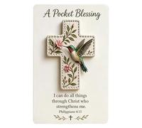 Christian Pocket Cross Gift Set, 10x14cm Portable Faith Encouragement Token, Handheld Prayer Cross with Bible Verse Card, Wooden Spiritual Keepsake for Daily Comfort, Inspirational Travel Companion