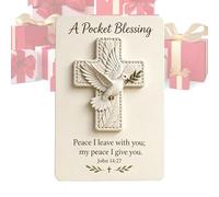 Christian Pocket Cross Gift Set, 10x14cm Portable Faith Encouragement Token, Handheld Prayer Cross with Bible Verse Card, Wooden Spiritual Keepsake for Daily Comfort, Inspirational Travel Companion