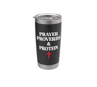 Christian Prayer Proverbs Protein Shakes Jesus Weights Faith Gobelet isotherme en acier inoxydable double paroi