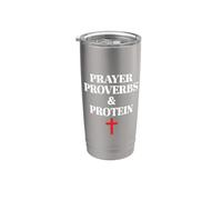 Christian Prayer Proverbs Protein Shakes Jesus Weights Faith Gobelet isotherme en acier inoxydable double paroi