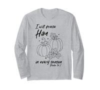 Christian Pumpkin Praise Him in Every Season Psaum 34:1 Tee Manche Longue
