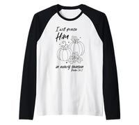 Christian Pumpkin Praise Him in Every Season Psaum 34:1 Tee Manche Raglan