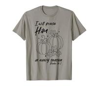 Christian Pumpkin Praise Him in Every Season Psaum 34:1 Tee T-Shirt